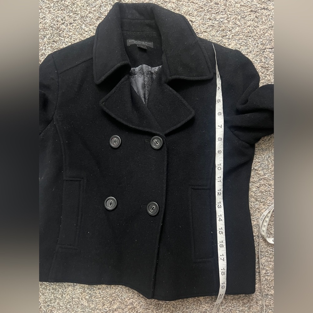 Express Black Preppy Cropped PeaCoat - Picture 6 of 8